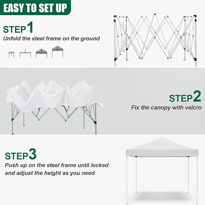 10x10ft Pop Up Canopy Tent,Heavy Duty Waterproof Folding Tent for Camping Parties Events Parties,Outdoor Canopy,Portable Sun