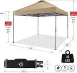 CROWN SHADES 10x10 Pop Up Canopy Tent - Patented Center Lock One Push Instant Outdoor Canopy Beach Tent with STO-N-Go Bag 8