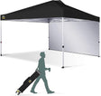 CROWN SHADES 12x12 Pop Up Canopy Tent Instant Commercial with 150D Silver Coated Fabric Including 1 Removable Sidewall, 4