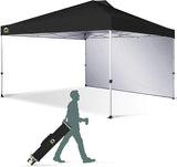 CROWN SHADES 12x12 Pop Up Canopy Tent Instant Commercial with 150D Silver Coated Fabric Including 1 Removable Sidewall, 4