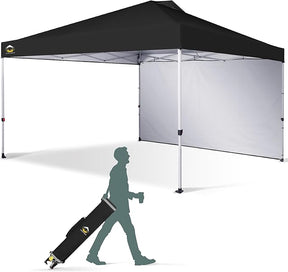 CROWN SHADES 12x12 Pop Up Canopy Tent Instant Commercial with 150D Silver Coated Fabric Including 1 Removable Sidewall, 4