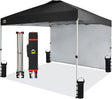 CROWN SHADES 10x10 Pop Up Canopy with 1 Side Wall - Beach Tent with One Push Setup - Outdoor Sun Shade for Events, Parties,