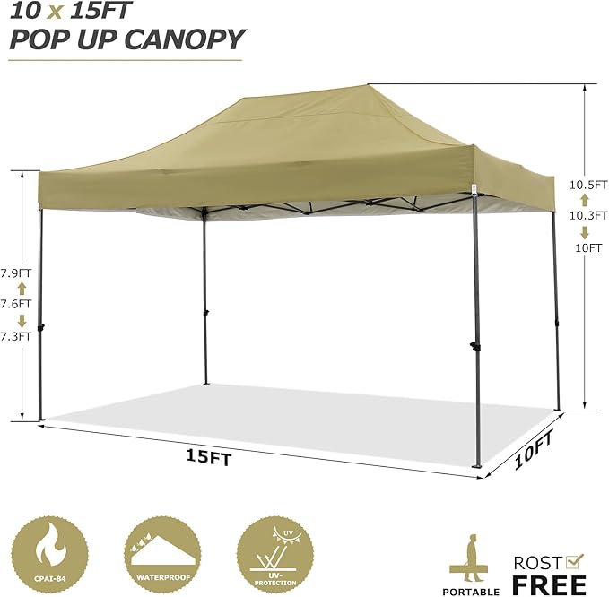 COBIZI 10x15 Heavy Duty Pop up Canopy Tent with 4 sidewalls Commercial Outdoor Canopy Wedding Party Tents for Wedding All