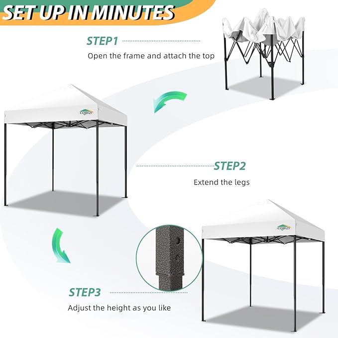 COBIZI 6.6x6.6ft Pop Up Canopy Tent, Heavy Duty Canopy Easy Set up All Weather Waterproof Outdoor Canopy Tent for Parties,