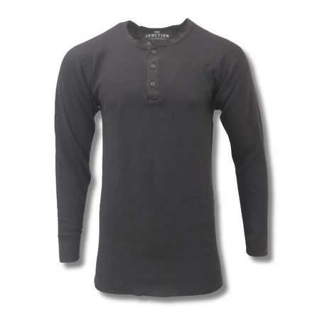 Midweight Henley Cotton Thermal Top, Small Regular