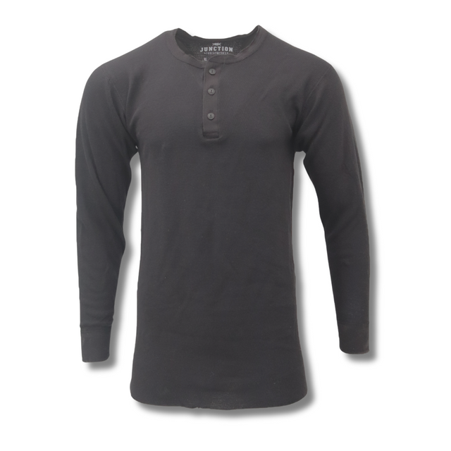 Midweight Henley Cotton Thermal Top, Small Regular