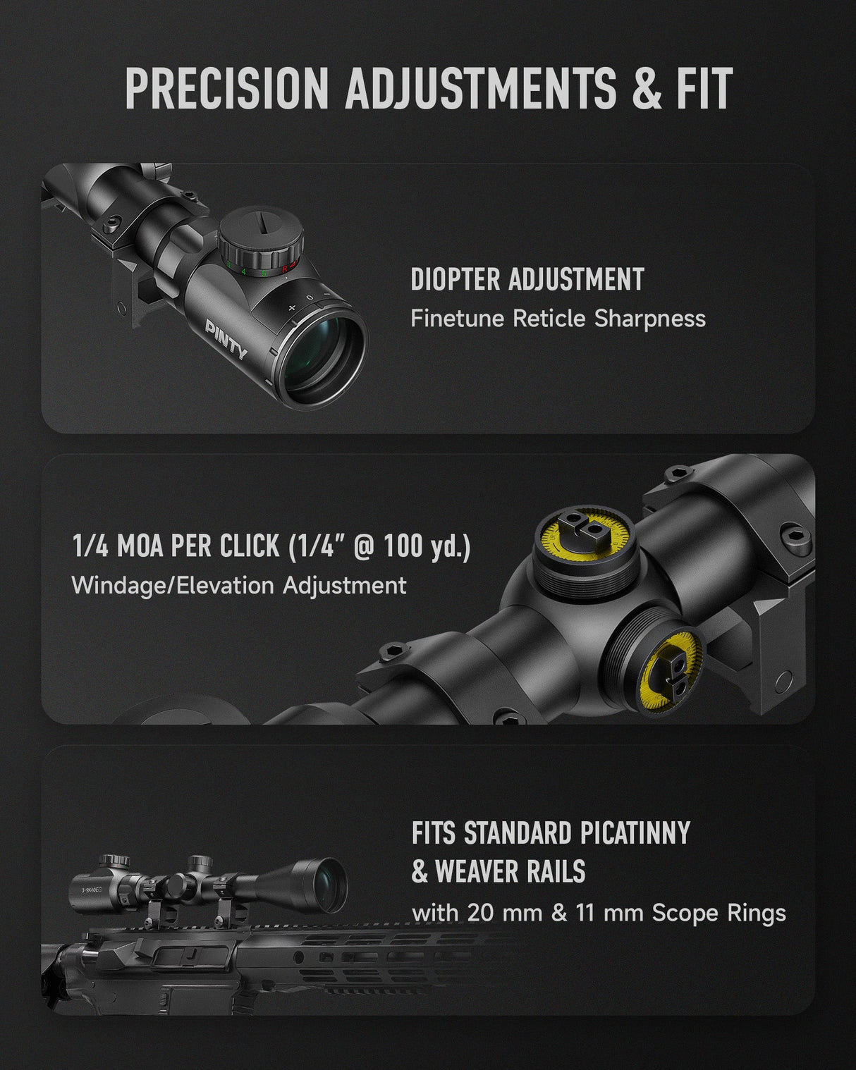 Pinty Nova 3-9x40 SFP Rifle Scope GEN II in Rangefinder, alternate view 3