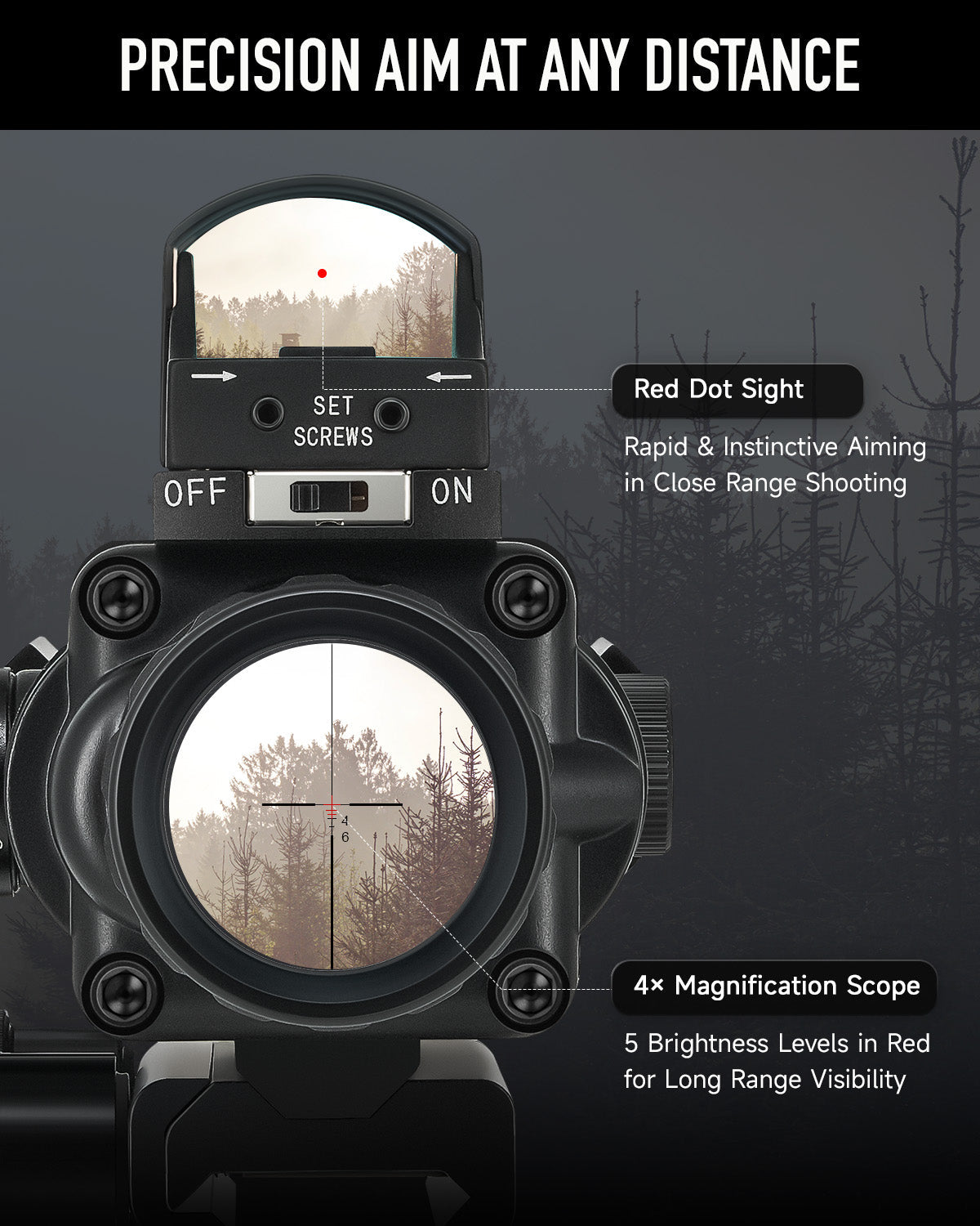 Pinty Vexa 2-in-1 4x32 Prism Scope Combo, alternate view 6