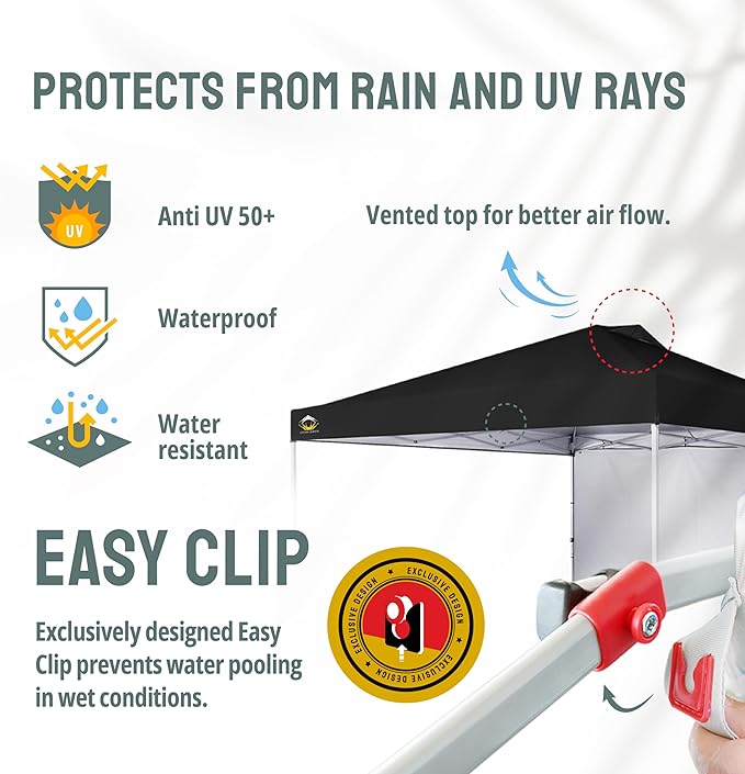 CROWN SHADES 12x12 Pop Up Canopy Tent Instant Commercial with 150D Silver Coated Fabric Including 1 Removable Sidewall, 4