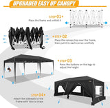 HOTEEL 10x20 Pop up Canopy with 6 Sidewalls, One Push Instant Setup Outdoor Canopy Tent with Reinforce Rod, Weight Bag, for