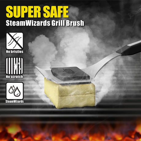 GRILLART Grill Brush Bristle Free. Upgraded BBQ Replaceable Cleaning Head, Seamless-Fitting Scraper Tools for Cast