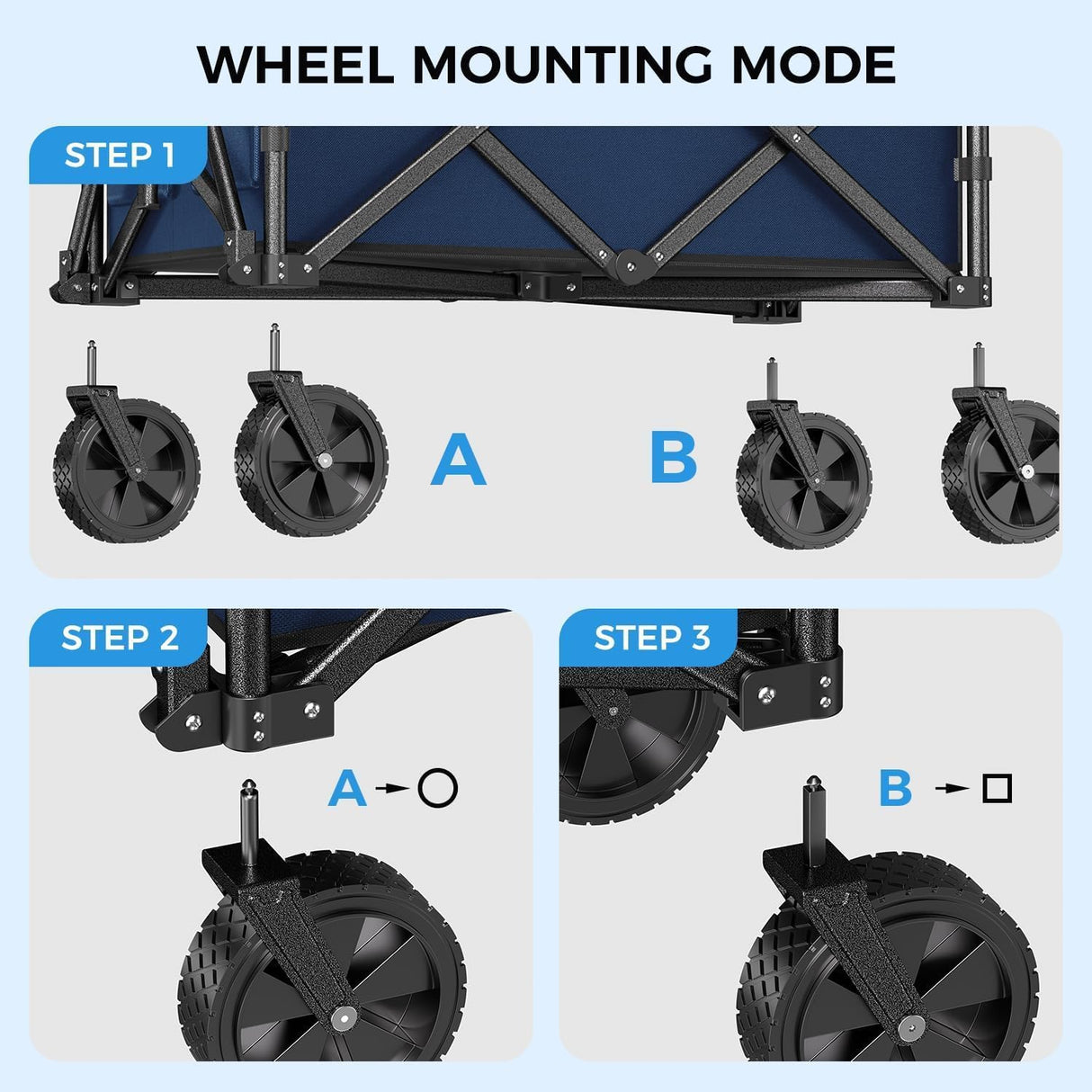 Collapsible Wagon Cart Foldable with 300lbs Load-Bearing, Heavy Duty Folding Wagons Carts with All Terrain Wheels, Utility