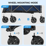 Collapsible Wagon Cart Foldable with 300lbs Load-Bearing, Heavy Duty Folding Wagons Carts with All Terrain Wheels, Utility