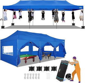 COBIZI 10x30 Pop up Canopy Tent 10x30 Canopy with Sidewalls, Heavy Duty Party Tent Tents for Parties, Foldable UPF 50+