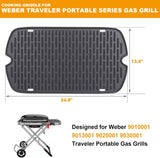 Cast Iron Grill Griddle for Weber 9010001 9011701 9013001 9020001 9030001 Traveler Portable Grill Accessories, Reversible