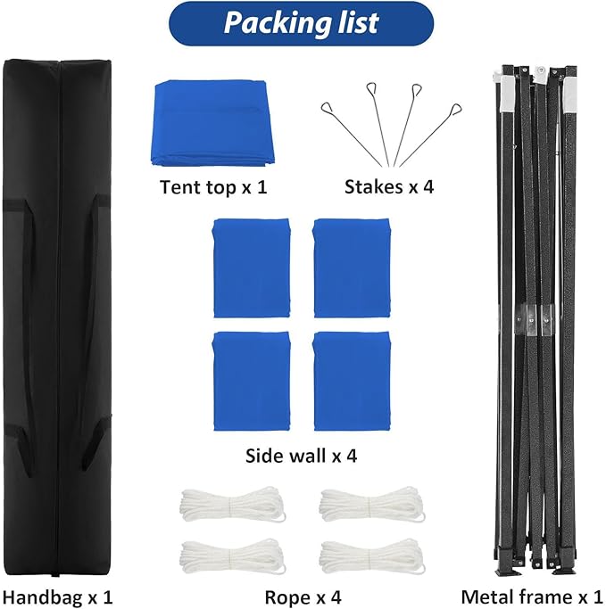 COBIZI 10x10 Heavy Duty Pop up Canopy with 4 Removable Sidewalls, Canopy Tent with Portable Bag, Ez Pop up Tent Commercial