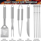 Grilljoy 24PCS BBQ Grill Tools Set with Meat Thermometer and Injector - Extra Thick Stainless Steel Fork, Spatula& Tongs -