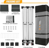 HOTEEL 10x20 Pop up Canopy with 6 Sidewalls, One Push Instant Setup Outdoor Canopy Tent with Reinforce Rod, Weight Bag, for