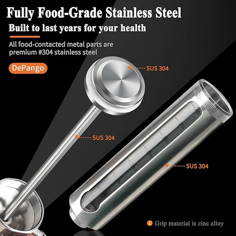 Meat Injector, Stainless Steel Marinade Injector Flavor Syringe Kit with 2-oz Measurement Window for Smoker Food BBQ Grill,