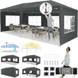HOTEEL 10x20 Pop up Canopy with 6 Sidewalls, One Push Instant Setup Outdoor Canopy Tent with Reinforce Rod, Weight Bag, for