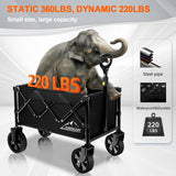 Collapsible Wagon Cart with Wheels Foldable, Folding Wagons Carts with Silent Universal Wheels, Large Grocery Cart On
