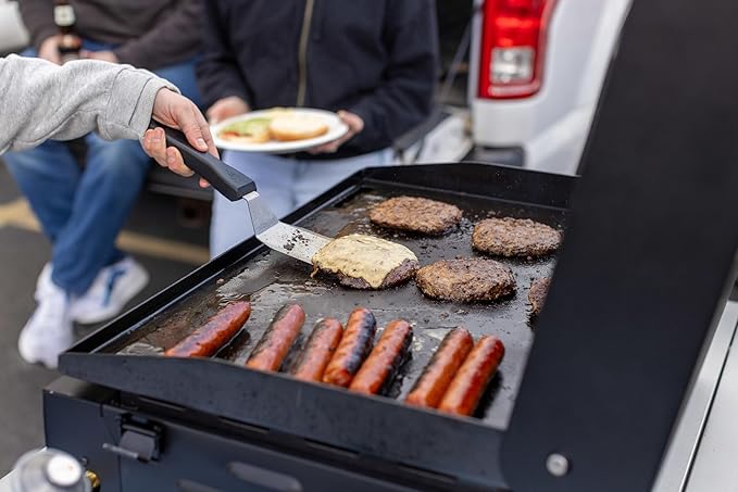 Gridiron Gameday 24" Flat Top Grill - Portable Tabletop Griddle with Hinged Lid, 24,000 BTUs, Flamethrower Ignition, Dual