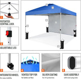 CROWN SHADES 10x10 Pop Up Canopy with 1 Side Wall - Beach Tent with One Push Setup - Outdoor Sun Shade for Events, Parties,