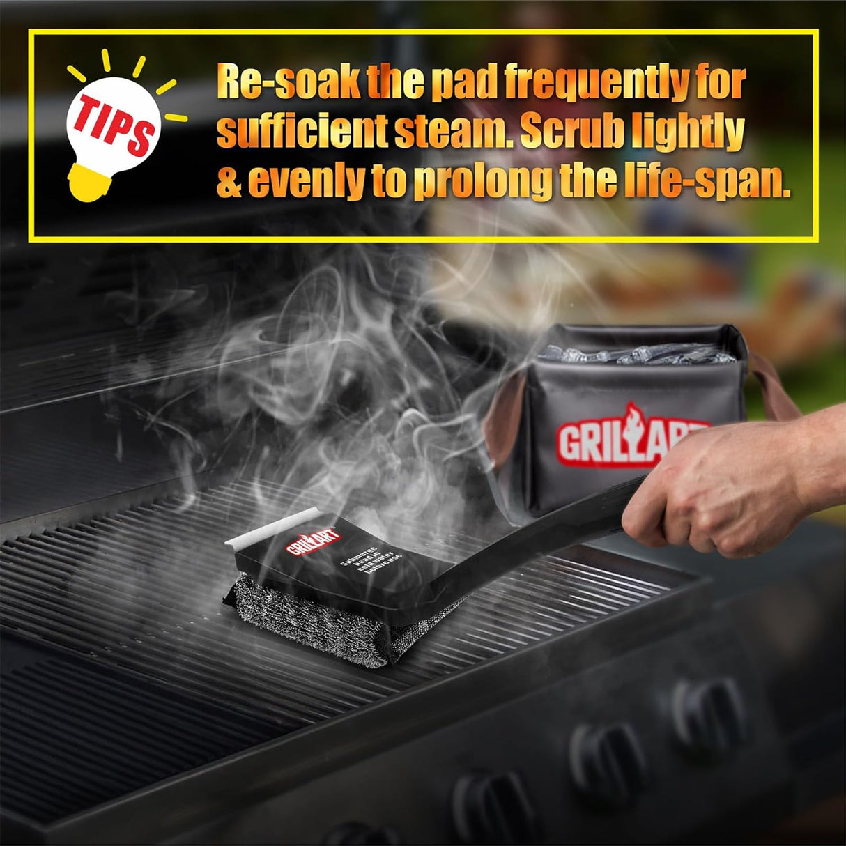 GRILLART Grill Brush Bristle Free, SteamWizards [Ultra Safe & Efficient] Grill Cleaner Brush with 1 Replacement Head, for