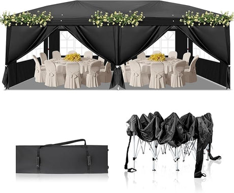 Outvita 10x20ft Pop Up Canopy Tent, Outdoor Instant Shelter Folding Canopy with 6 Side Walls and Carry Bag for Commercial