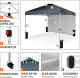 CROWN SHADES 10x10 Pop Up Canopy with 1 Side Wall - Beach Tent with One Push Setup - Outdoor Sun Shade for Events, Parties,