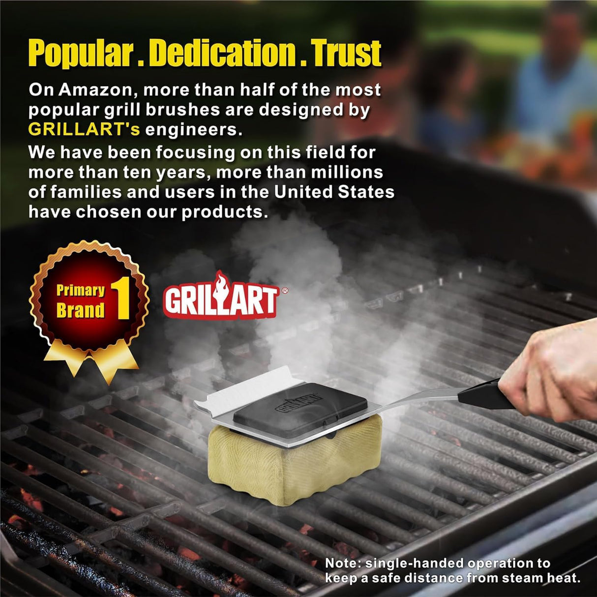 GRILLART Grill Brush Bristle Free. Upgraded BBQ Replaceable Cleaning Head, Seamless-Fitting Scraper Tools for Cast
