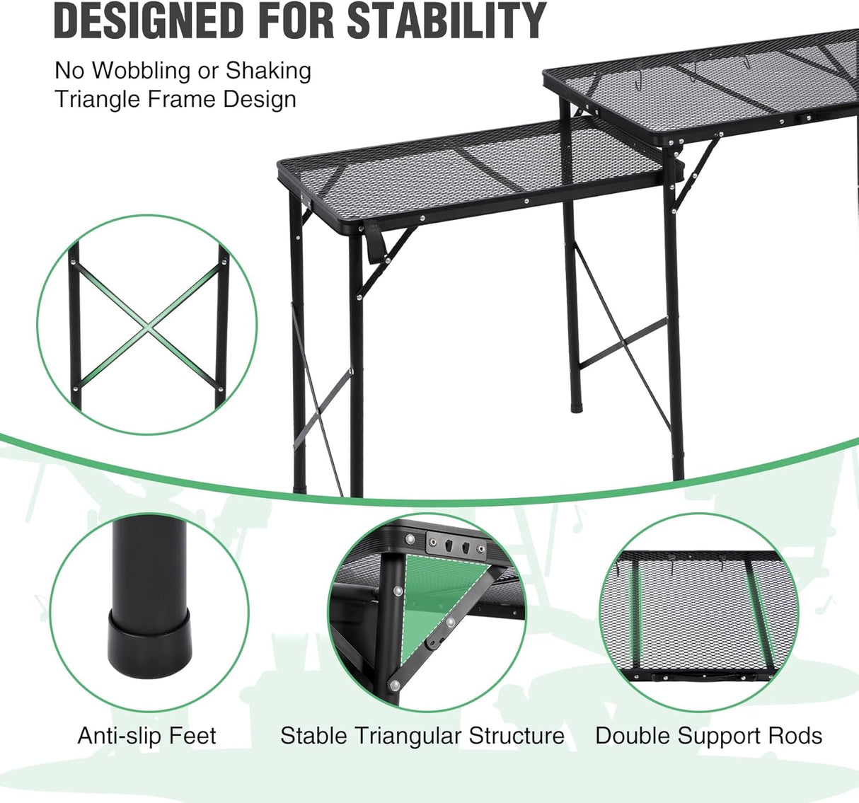 RedSwing Folding Grill Table with Sink and Double Shelf, Multifunctional Portable Grill Stand Table for Outdoor Camping