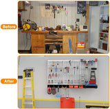 TORACK 109Pcs Pegboard Wall Organizer 4 ft. Garage Metal Pegboard Standard Utility Tool Storage Kit w/Toolboard Hooks &
