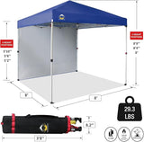 CROWN SHADES 8x8 Pop Up Canopy with 1 Side Wall - Beach Tent with One Push Setup - Outdoor Sun Shade for Events, Parties,