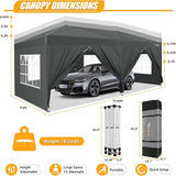 HOTEEL 10x20 Pop up Canopy with 6 Sidewalls, One Push Instant Setup Outdoor Canopy Tent with Reinforce Rod, Weight Bag, for