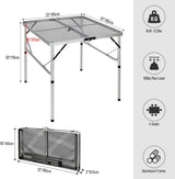 REDCAMP Folding Portable Grill Table for Outside, Lightweight Aluminum Metal Grill Stand Table for Camping Cooking BBQ RV