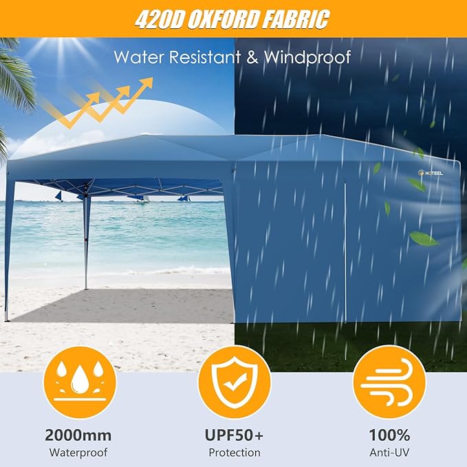 HOTEEL 10x20 Pop up Canopy with 6 Sidewalls, One Push Instant Setup Outdoor Canopy Tent with Reinforce Rod, Weight Bag, for