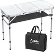 Folding Camping Table with Storage Net, 3ft Camping Table Aluminum Folding Table with 3 Adjustable Height Max 27.1 Inch,