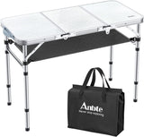 Folding Camping Table with Storage Net, 3ft Camping Table Aluminum Folding Table with 3 Adjustable Height Max 27.1 Inch,