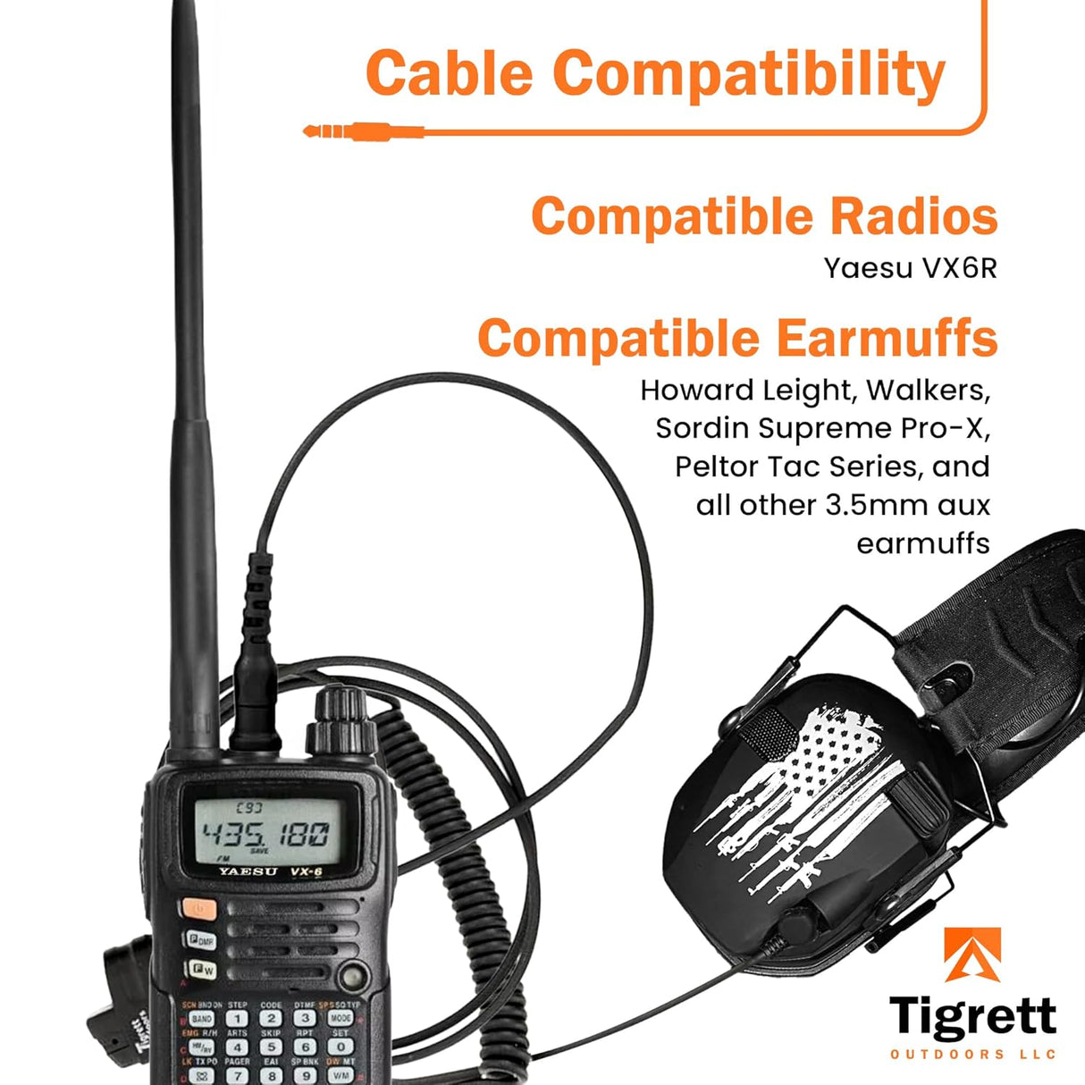 Câble SMC (Shoot, Move, Communicate) pour radios Baofeng et Yaesu vers port auxiliaire pour casques antibruit électroniques