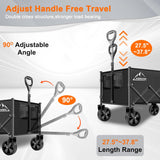 Collapsible Folding Wagon Cart, 350LBS Utility Large Capacity Cart Foldable Wagon with All Terrain Wheels, Grocery Wagons