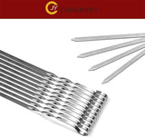 Kabob Skewers 14" Stainless Steel Long BBQ Barbecue Skewers, Flat Metal Kebob Sticks Wide Reusable Grilling Skewers for Meat