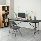 VINGLI 6 Foot Plastic Folding Table Portable Long Table for Indoor Outdoor Use Rectangular with Carrying Handle, Tree