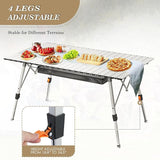Athena Collection Foldable Camping Table, 47" Aluminum Outdoor Folding Camp Table with Mesh Layer Telescopic Legs and Carry