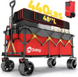 Sekey 48''L Collapsible Foldable Extended Wagon with 440lbs Weight Capacity, Heavy Duty 300L Folding Utility Garden Cart