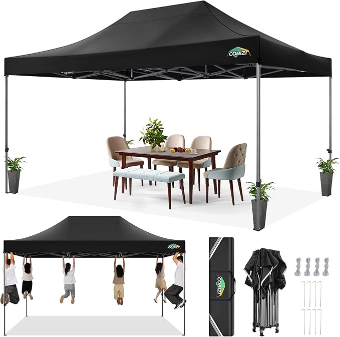 COBIZI 10x15 FT Pop up Canopy Tent,Heavy Duty Easy Up Commercial Outdoor Party Canopy Tents for Wedding Parties All Season