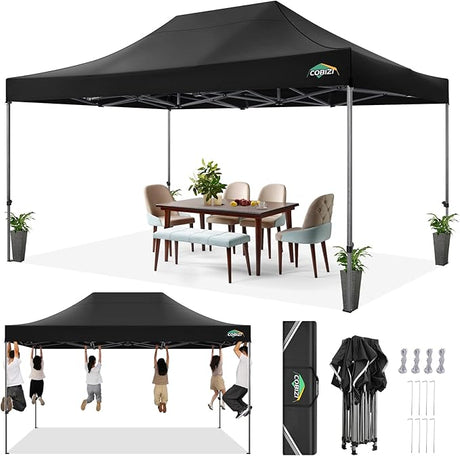 COBIZI 10x15 FT Pop up Canopy Tent,Heavy Duty Easy Up Commercial Outdoor Party Canopy Tents for Wedding Parties All Season