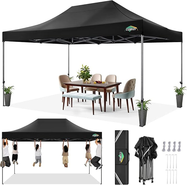 COBIZI 10x15 FT Pop up Canopy Tent,Heavy Duty Easy Up Commercial Outdoor Party Canopy Tents for Wedding Parties All Season