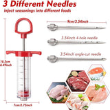 TGE-V 1-oz Plastic BBQ Marinade Injector Kit, Turkey Injector Syringe (3 Stainless Steel Meat Needles + 3 Replacement O
