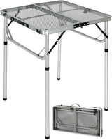 REDCAMP 24" Square Folding Grill Table for Outside, Lightweight Portable Metal Aluminum Outdoor Grill Table with Adjustable